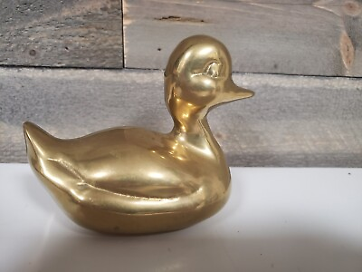 #ad Brass Duck Figurine Décor Vintage Statues paperweight $29.99