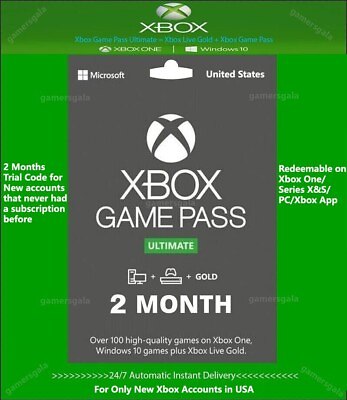 #ad Xbox Ultimate Game Pass 2 Month Trial Code w Live Gold amp; EA Play New Users USA $6.96