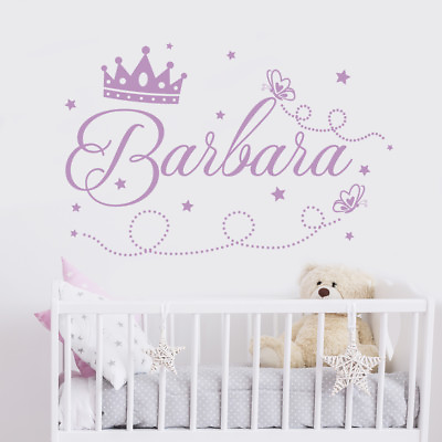 #ad Princess Name Wall Decal Crown Decal Girls Name Sticker Nursery Decor MA57 $84.99