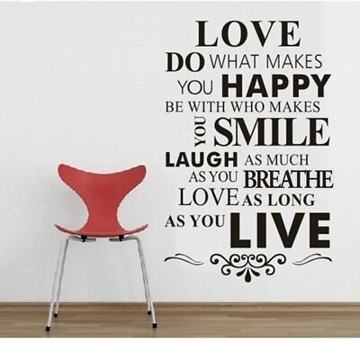 #ad Happy Live Laugh Love Smile Vinyl Wall Art Inspirational Quotes Saying Art Decal $9.99