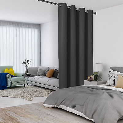 #ad LORDTEX Dark Grey Room Divider Curtains Total Privacy Wall Room Divider Sound $36.01