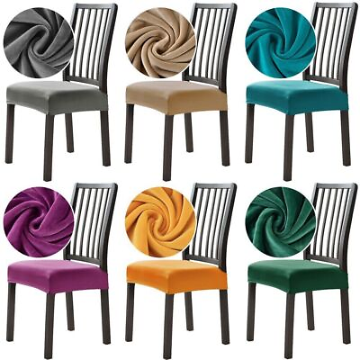 #ad 1 2 4 6PCS Velvet Chair Cushion Cover Elastic Removable for DiningRoom Protector $49.88