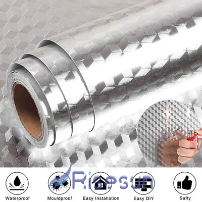 #ad #ad Oil Proof Aluminum Foil Wall Stickers Kitchen Waterproof Self Adhesive Sticker $13.09