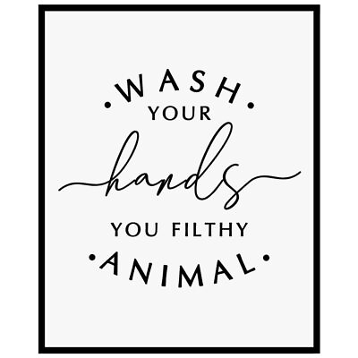 #ad Wash Your Hands You Filthy Animal Kids Bathroom Wall Decor Funny Bathroom Dec $20.39