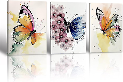 #ad #ad Butterfly Wall Decor Colorful Butterfly Canvas Wall Art for Girls Bedroom Modr $54.84