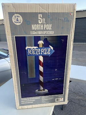 #ad Vintage North Pole Sign 5ft Tall Fiber Optic Christmas NIB Kmart Trim A Home $375.00