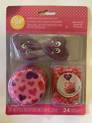 #ad Wilton Heart Cupcake Kit Decorating Set 24 Cups Toppers Sprinkles Valentines NIP $10.99