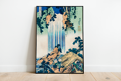 #ad Japanese Waterfall Print Wall Art Poster Hokusai Vintage Home Decor Woodblock GBP 25.00