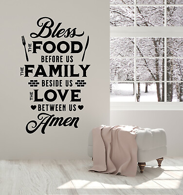 #ad Vinyl Wall Decal Prayer Kitchen Quote Food Art Dining Room Decor Stickers g832 $29.99