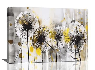 #ad Dandelion Large Wall Art for Living Room White Flower Pictures Painting Decor... $68.34