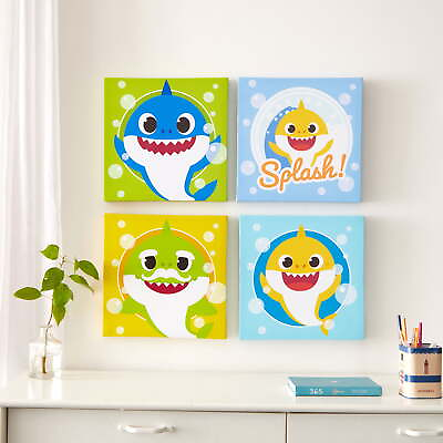 #ad Baby 4 Pack Canvas Wall Art for Children Blue $27.35