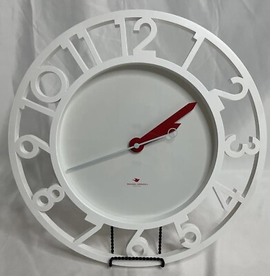 #ad Michael Graves Design For Target Wall Clock 13quot; Plastic Tested Works White amp; Red $42.99