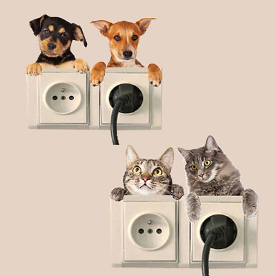 #ad #ad Wall Stickers Cute Pet Cats Dogs Switch Mural Art Decals Bedroom Home Decoration $2.99