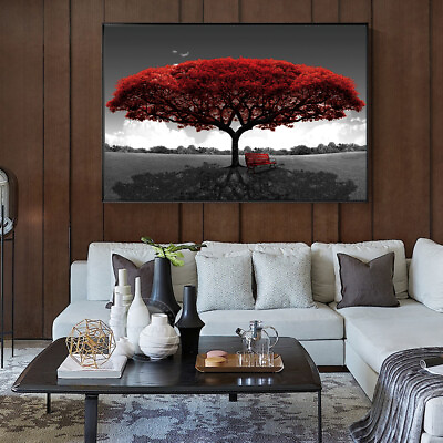 #ad Abstract Red Tree Paintings Print On Canvas Art Postersamp;Prints Wall Art Pictures $39.99