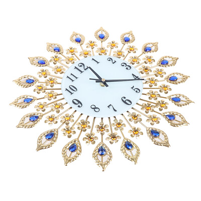 #ad #ad 38cm Gold Luxury Large Wall Clock 3D Metal Living Room Clock Art Decoration $17.11
