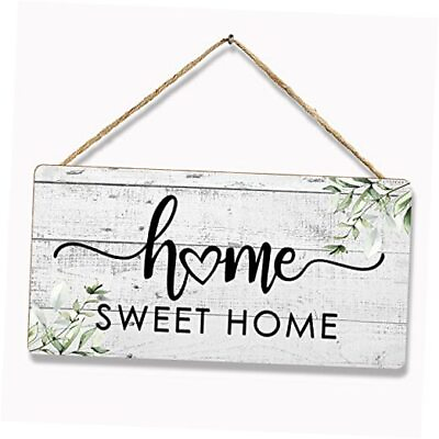 #ad Home Sweet Home White Rustic Wooden Wall Plaque for Home Decor Printed Wood $24.25