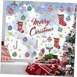 #ad Christmas Stickers Wall Decorations Indoor Multicolour Removable Peel and $14.84