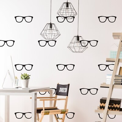 #ad 50x Glasses Wall Decals Gold Vinyl Spectacles Sticker Bedroom Living Room Decor $259.00