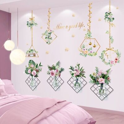 #ad Flowers Plants Wall Stickers Hanging PVC Colorful Orchid Decals Bedroom Kitchen $15.99