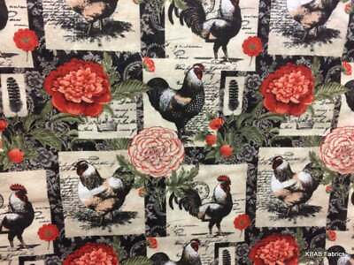#ad French Rooster Chicken Valance Paisley Floral Patch Farmhouse Kitchen Curtain $18.99