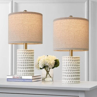 #ad PORTRES 18.25quot; Modern Accent Ceramic Table Lamp Set of 2 for Medium White $59.99