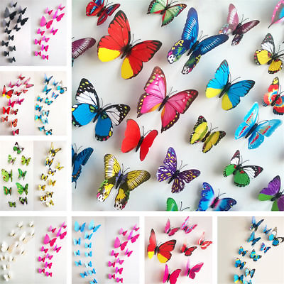 #ad 72PCS 3D Crystal Butterfly Wall Stickers Art Decal DIY Decor Removable Stickers C $1.67