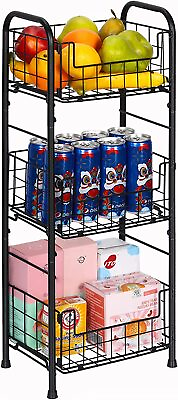 #ad #ad 3 Tier Storage Organizer Rack Fruit Baskets Kitchen Bathroom Metal Rack Shelves $21.79