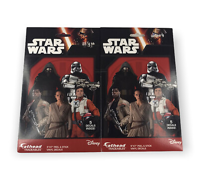 #ad 2 Star Wars Disney 5 Peel n Stick Wall Decals The Force Awakens NIP Reusable $9.99