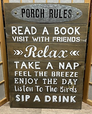 #ad #ad Large Wooden Hanging Porch Rules Sign Vintage Style Porch Rules Plaque 23”x16” $75.00
