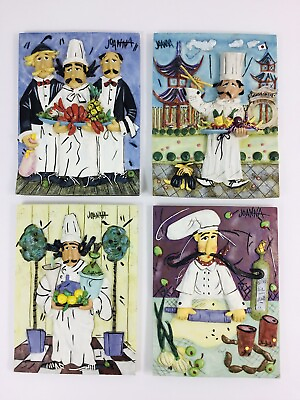 #ad #ad 4🥗JOANNA ITALIAN GOURMET CHEF 3D RESIN WALL DECOR PLAQUES🍕MINT CONDITION🍝 $42.99