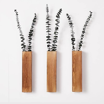 #ad Mokof 3 Pack Wall Planters for Indoor Plants Wood Wall Decor for Bathroom $74.89