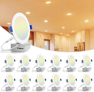#ad #ad 6 12 24 Pack 4quot; 6quot; Inch Ultra Thin LED Recessed Ceiling Light amp;Junction Box $55.99