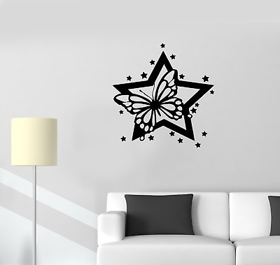 #ad #ad Wall Decal Butterfly Star Flower Patterns Beautiful Decor Vinyl Sticker ed1411 $68.99