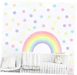 #ad Colorful Rainbow Wall Decals Large Rainbow Wall Stickers Circle Polka Dots $11.75