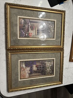 #ad Wall Art Pictures Living Room Framed Patio Garden 1 And 2 Gold Wood Frame $50.00