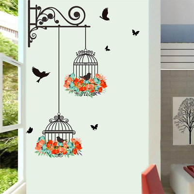 #ad Birdcage Wallamp;paper DIY Art Decals 3D Vinyl Wall Stickers Kids Room Home Dec $6.57