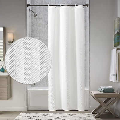 #ad Small Stall Shower Curtain 36 X 72 Narrow Half 3D Embossed Textured White Fabri $32.86