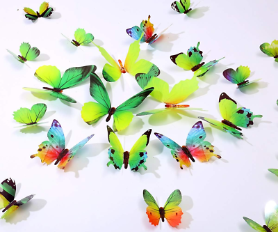 #ad 36PCS Butterfly Wall Decals 3D Butterflies Wall Stickers Removable Mural De... $16.99