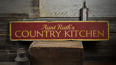 Country Kitchen Custom Cook Name Food Rustic Distressed Wood Sign $170.10