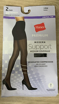 #ad 📀 Hanes Premium Womens 2pk Modern Support Graduated Compression Tights Large $16.99