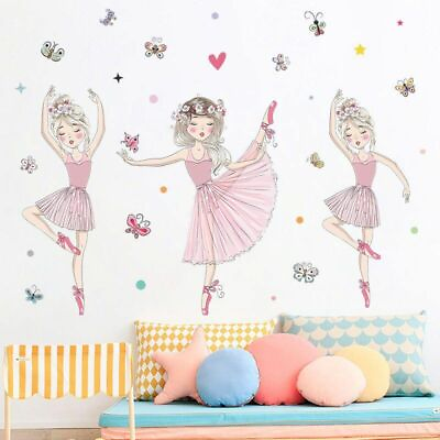 #ad 2pcs Wall Sticker Beautiful Dancing Girl Self Adhesive Beautify Kids Room Decor $15.80