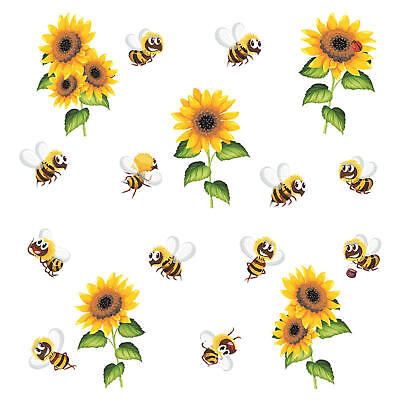#ad 3D Honey Bee Spring Sunflower Window Stickers Wall Art Stickers Decal DIY Decor $17.59