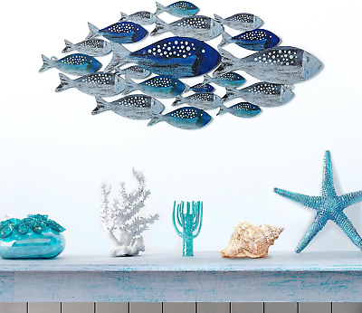 #ad Metal Fish Wall Decor Handcrafted Fish Art Summer Metal Wall Sculpture Marine De $18.26