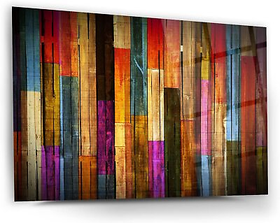 #ad #ad Glass Wall Art Colourful Wood Themed Wall Decor Home Living Room Decoration T $89.90