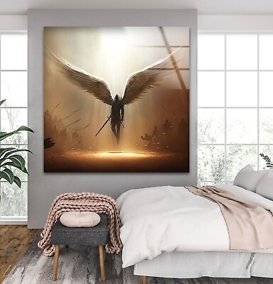 #ad The Archangel of Justice TyraelWarrior Angel Glass Wall Art $95.00