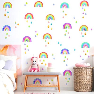 #ad Small Rainbow Wall Decals Colorful Rainbow Wall Stickers Watercolor Rainbow R... $18.22