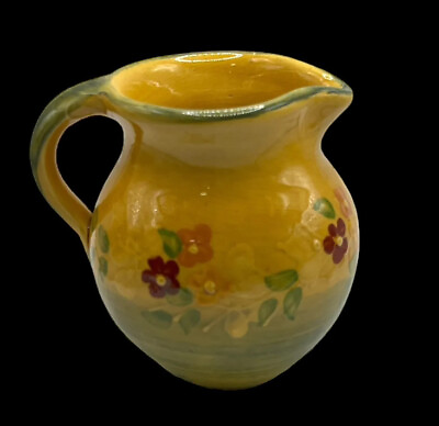 #ad 5” Creamer Pitcher with Handpainted Floral Design. Kitchen Flowers Vase Water $19.99