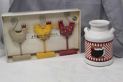 #ad Rooster chicken Farmhouse decor lot of 2 vintage very good condition $39.00