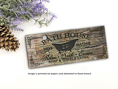 #ad Bathhouse Bathroom Sign Shelf Sitter Home Decor Board Farmhouse 8x3x1 8quot; $12.50