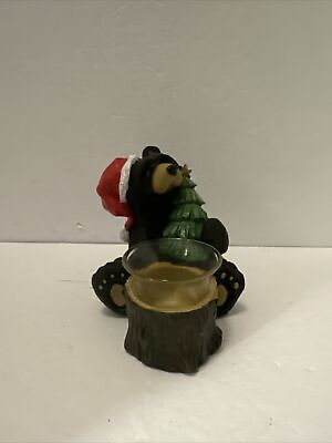 #ad Black Bear Santa Christmas Candle Votive Rustic Country Home Decor Cabin Lodge $9.99